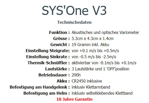 Syride SYS'One V3 - Vario - Ende August wieder lieferbar!